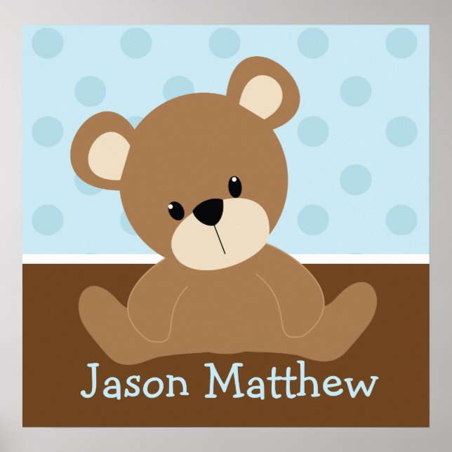 Poster Nounours en peluche bleu (Devant)