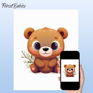 Poster Nounours Mignon Ours en Peluche Blanc Animaux de l