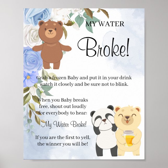Poster Nounours My Water Broke Douche signe de jeu (Devant)
