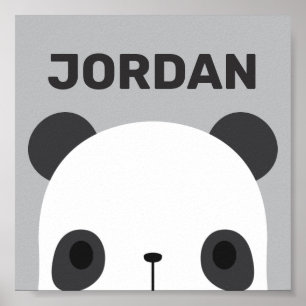 Poster Nounours Panda Mignon avec Nom Personnalisé