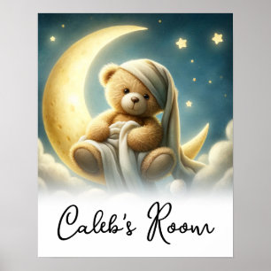 Poster Nounours sur étoiles lueur de lune ciel céleste