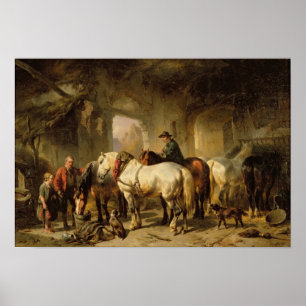 Poster Nourrir les chevaux dans la stabilité