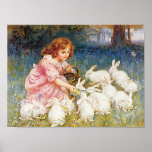 Poster Nourrir les lapins