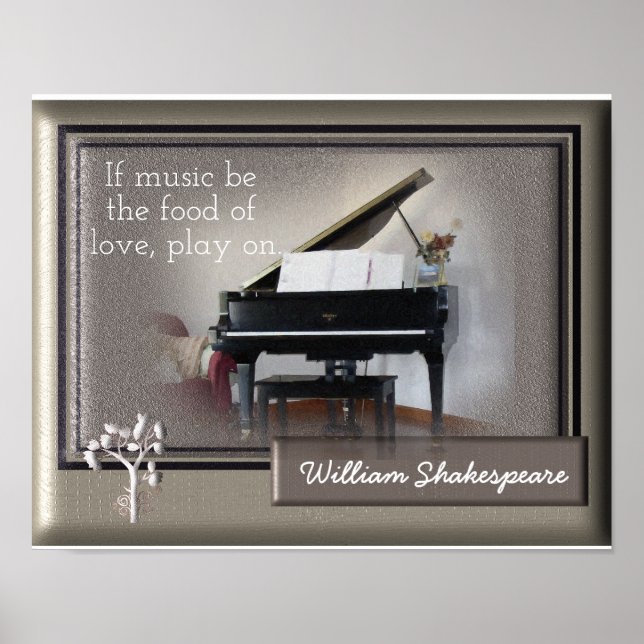 Poster Nourriture d'amour - Citation de Shakespeare - art (Devant)
