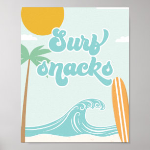 Poster Nourriture d'anniversaire de plage Surf Snacks Sur