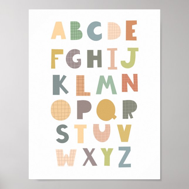 Poster Nourriture de l'alphabet Boho neutre pour les homm (Devant)