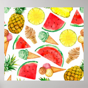 Poster Nourriture d'été : pastèque Crème glacée