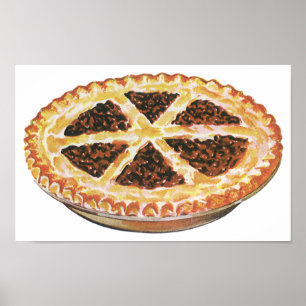 Poster Nourriture vintage Dessert, Tarte aux noix de péca