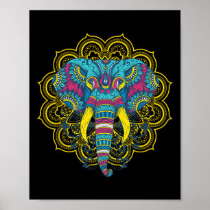 Poster Nous aimons les éléphants Motif de mandala d'éléph