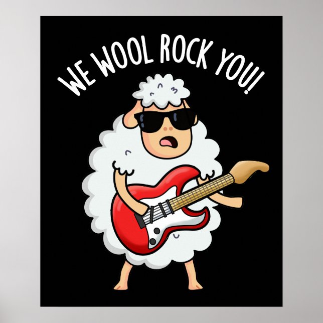 Poster Nous la laine vous rock mouton drôle Pun BG foncé (Devant)