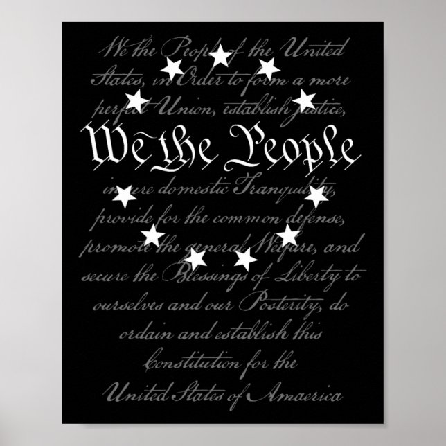Poster Nous Le Peuple Préambule La Constitution Américain (Devant)