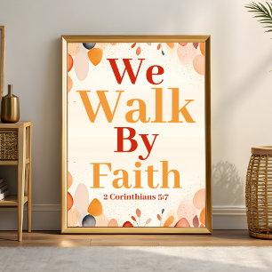 Poster Nous marchons par la foi Boho Christian Wall Art I
