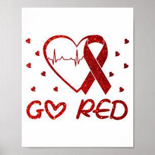 Poster Nous Portons Du Rouge En Février Go Red Pour La Se
