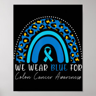 Poster Nous portons le bleu cancer colorectal léopard plu