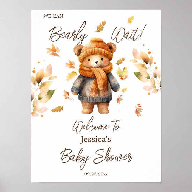 Poster Nous pouvons à peine attendre la Baby Shower  (Devant)