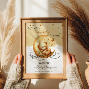 Poster Nous pouvons à peine attendre un ours mignon Bienv