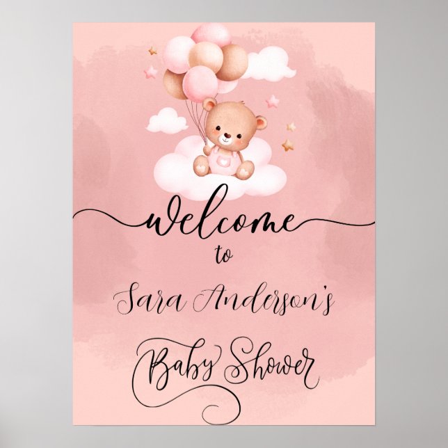 Poster Nous pouvons attendre l'accueil Baby shower fille (Devant)