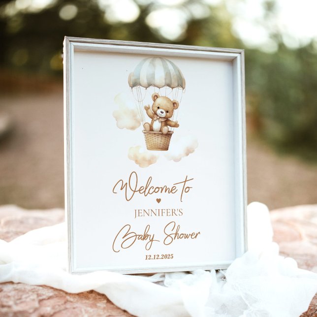 Poster Nous pouvons attendre le baby shower de ballon aér (Créateur téléchargé)