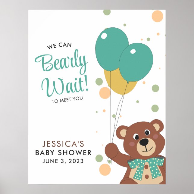 Poster Nous pouvons attendre mignon Baby shower Ours Bien (Devant)