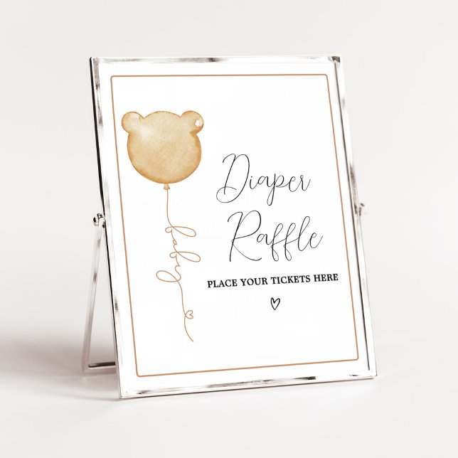 Poster Nous Pouvons Attendre Rapidement Le Raffin De Ball (Gender Neutral Minimalist Bear Baby Shower 
)