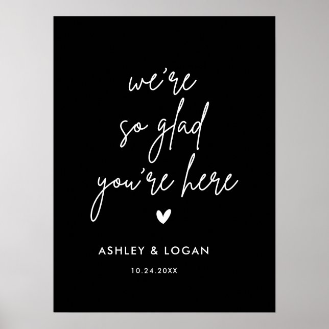 Poster Nous Sommes Si Heureux Que Vous Soyez Ici Mariage  (Devant)
