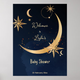 Poster Nous sommes sur la Lune étoile Baby shower de nuit