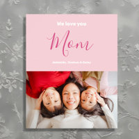 Nous t'aimons Maman Pink Minimaliste Photo