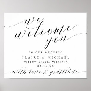 Poster Nous Vous Accueillons Calligraphie Script N'Import