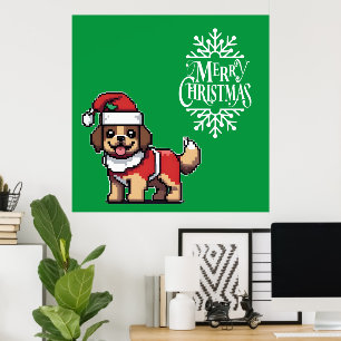 Poster Nous vous souhaitons un joyeux Noël avec un chien 