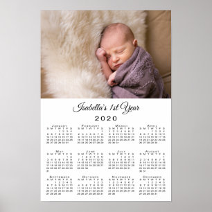 Poster Nouveau bébé première année photo et nom 2020 Cale