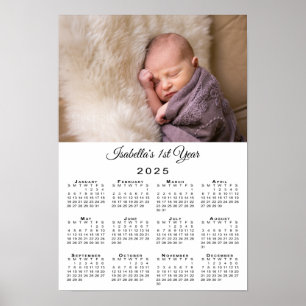 Poster Nouveau bébé première année photo et nom 2025 Cale