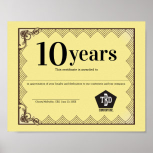 Poster Nouveau certificat universel d'anniversaire d'empl
