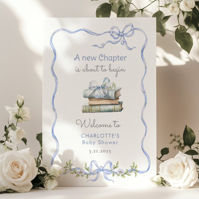 Poster Nouveau chapitre baby shower arc bleu Bienvenue (Créateur téléchargé)