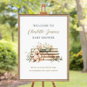 Poster Nouveau Chapitre Bienvenue à la Baby Shower Floral