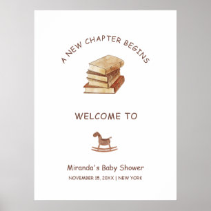 Poster Nouveau chapitre Neutre Baby shower du livre Bienv