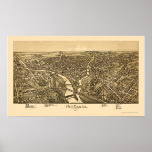 Poster Nouveau Château, PA Carte panoramique - 1896