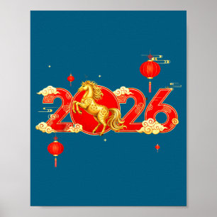 Poster Nouveau Cheval Chinois Heureux