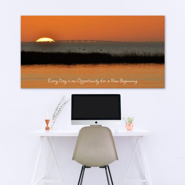 Poster Nouveau début Orange Sunrise Motivational Citation (Créateur téléchargé)