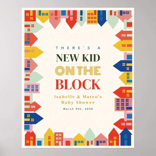Poster Nouveau Enfant Sur Le Bloc Baby shower Maisons neu (Devant)
