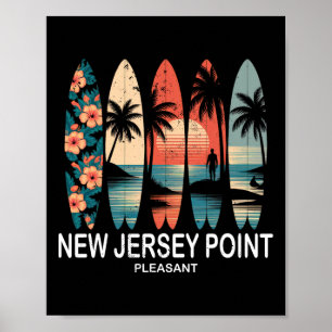 Poster Nouveau Jersey Point Pleasant Surfboard Surfing Ré