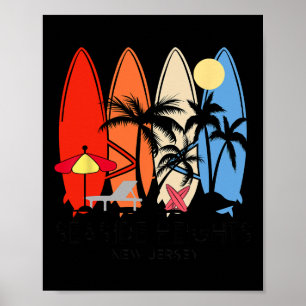 Poster Nouveau Jersey Seaside Heights Rétro Planche de Su