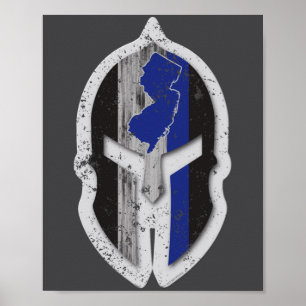 Poster Nouveau Jersey State Poux Mince Ligne Bleue Sparta
