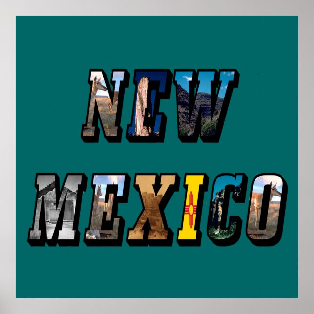 Poster Nouveau-Mexique, USA Texte (Devant)