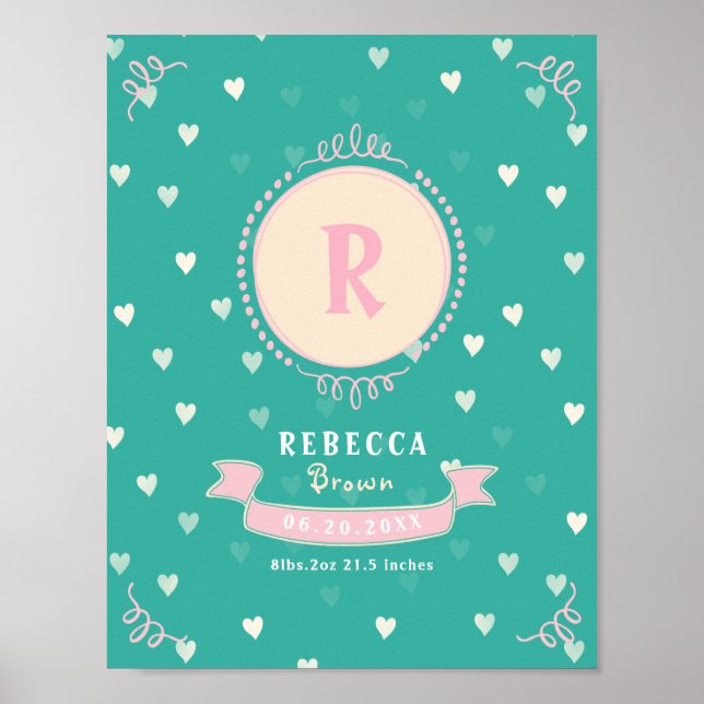 Poster Nouveau-né fille personnalisée gardiens de bébé fa (Devant)