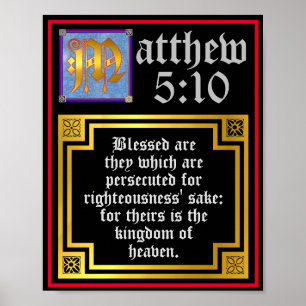 Poster Nouveau Testament Matthieu 5 10 Béatitudes Citatio