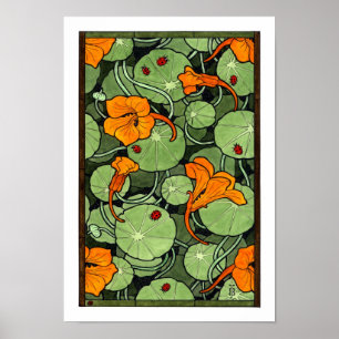 Poster NOUVEAUTÉ ! Nasturtiums Art Nouveau