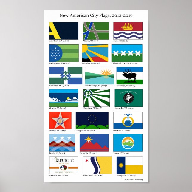 Poster Nouveaux drapeaux de la ville américaine, 2012-201 (Devant)
