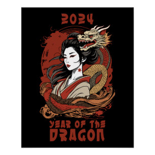 Poster Nouvel an Chinois 2024 Année Du Dragon