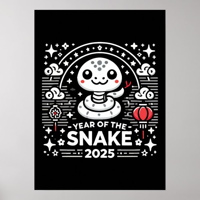 Poster Nouvel An chinois 2025 Année du serpent Année luna (Devant)