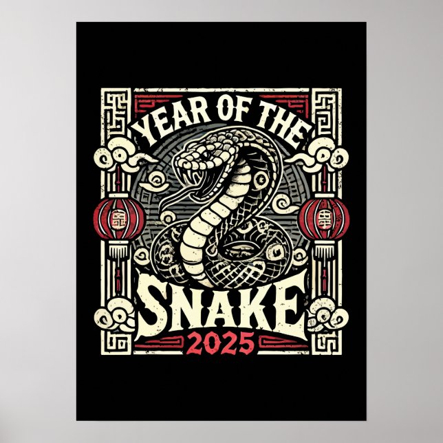 Poster Nouvel An chinois 2025 Année du serpent Année luna (Devant)